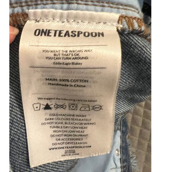 One Teaspoon Le Wolves Mid Length Denim Short 28 Indigo Wash Distressed Beachy - Picture 6 of 10